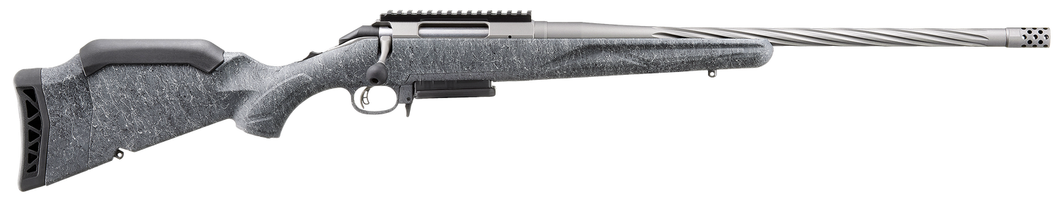 Ruger American Gen II, Bolt Action Rifle, 6.5 PRC, 20" Cobalt Cerakote Threaded Barrel, Adjustable Gray Splatter Stock, 3 Rds, 46916