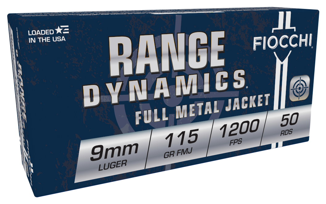 Fiocchi Shooting Dynamics Pistol Ammunition 9AP, 9mm, Full Metal Jacket (FMJ), 115 GR, 1200 fps, 50 Rd/bx