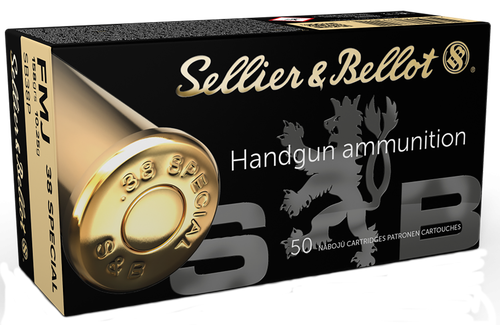 Sellier & Bellot Pistol Ammunition, 38 Special, Full Metal Jacket (FMJ), 158 GR, 889 fps, 50 Rd/Bx
