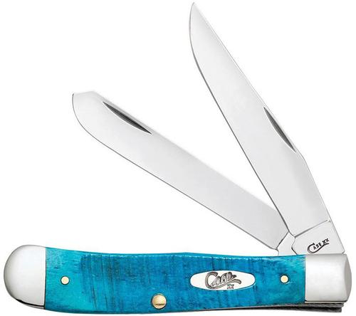 Case Caribbean Blue Bone Sawcut Jig Trapper Pocket Knife