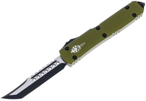 Microtech Ultratech OTF Automatic Knife, Black Hellhound Edge, OD Green