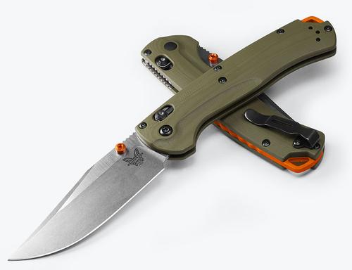 Benchmade Hunt Taggedout AXIS Folding Knife w/ Satin Clip Point Blade, OD Green G10 Handle