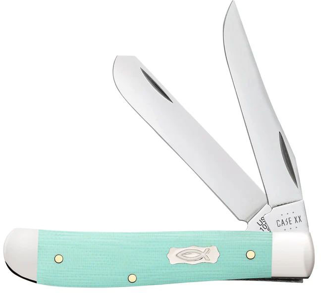 Case Knives Seafoam Green Smooth G-10 Mini Trapper Knife (18101)