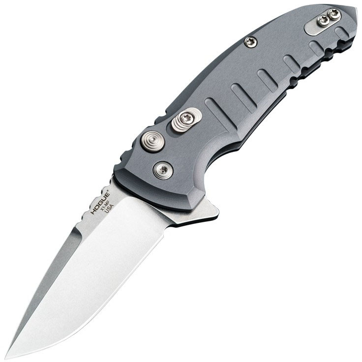 Hogue X-1 MicroFlip Folding Knife w/Drop Point Blade, Matte Grey (24172)