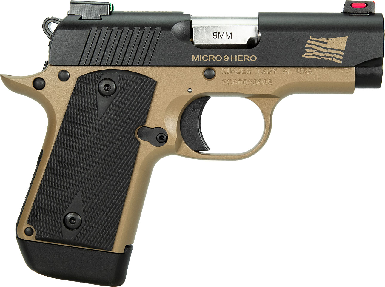 Kimber Micro 9 Hero Custom Pistol 3300243, 9mm, 3", Composite Grips, Two-Tone Finish, 7 Rd