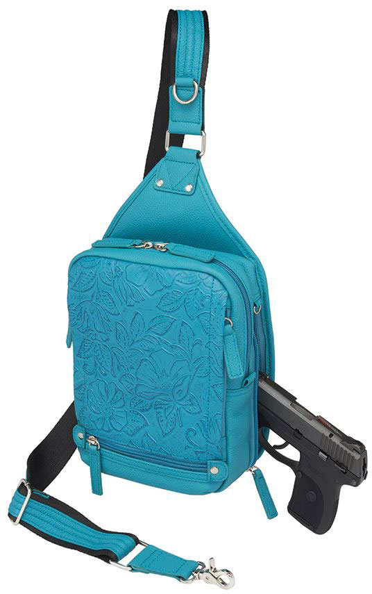 Gun Tote'n Mamas Mini Sling Backpack, Tooled Turquoise Blue (GTM-110/TBLUE)