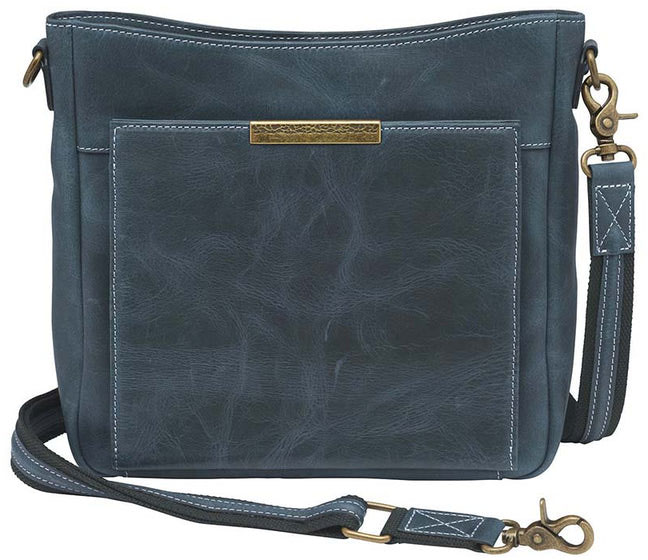 Gun Tote'n Mamas Distressed Leather Slim X-Body RFID Purse Blue (GTM-CZY98BLUE) Fits Small Pistols & Revolvers, Ambidextrous Hand