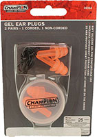 Champion Silicone Gel Earplugs w/Storage 40964, 2 pack, 25 Noise Reduction Rating, Orange