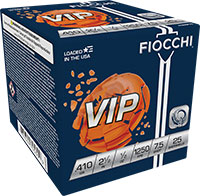 Fiocchi Premium Target Shotshells 410VIP8, 410 Gauge, 2 1/2", 1/2 oz, 1250 fps, #8 Lead Shot, 25 Rds/Bx