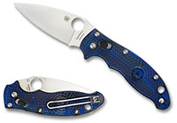 Spyderco Manix 2 Folding Knife, Stainless Blade, Blue G-10 Handle (C101PBL2)