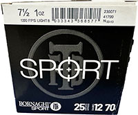 Bornaghi Sport Target Loads T1SPORTLIGHT2875, 12 Gauge, 2-3/4", 1 oz, 1200 fps, #7.5 Shot, 25 Rd/bx