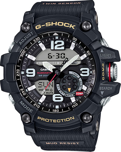 Casio G-Shock Mudmaster Master of G Watch, Matte Black w/White Accents, Black Band (GG1000-1ACR)