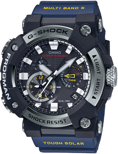 Casio G-Shock Frogman Master of G Watch, Black w/ Yellow Accents, Blue Band (GWFA1000-1A2