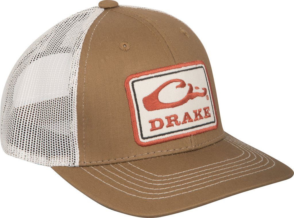 Drake Waterfowl Square Patch Mesh Back Cap, Brown/Putty (DH3060-BPY)