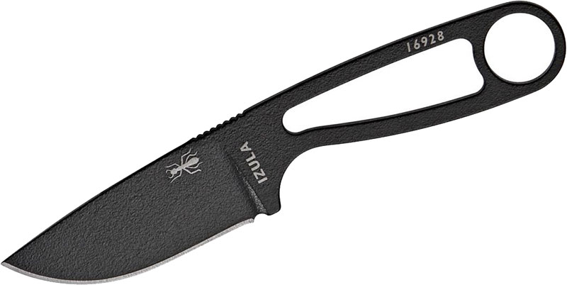 ESEE Knives Izula Fixed Blade Knife w/Black Drop Point Blade, Skeletonized Handle (IZULA-B)