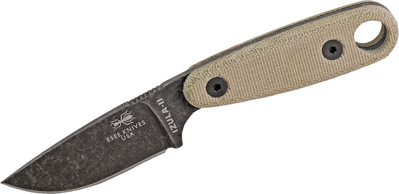 ESEE Knives Izula II Fixed Blade Knife w/Black Oxide Drop Point Blade, Canvas Micarta Handle (IZULA-II-B-BO)