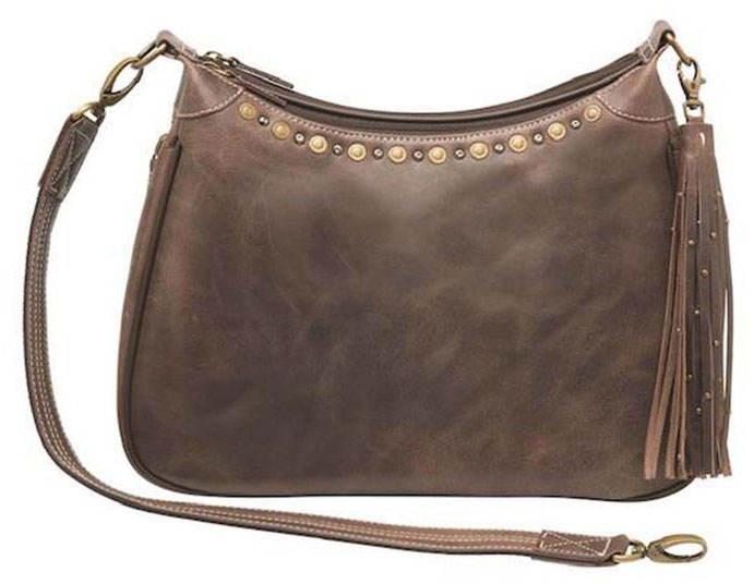 Gun Tote'n Mamas Distressed Leather RFID Hobo Purse Brown (GTM-CZY70) Fits Small Pistols & Revolvers, Ambidextrous Hand