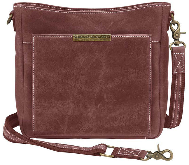 Gun Tote'n Mamas Distressed Leather Slim X-Body RFID Purse Red (GTM-CZY98RED) Fits Small Pistols & Revolvers, Ambidextrous Hand