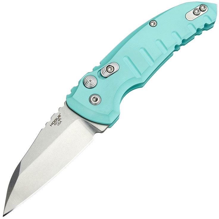 Hogue A01-MicroSwitch Automatic Folding Knife w/Wharncliffe Blade, Aquamarine (24103)