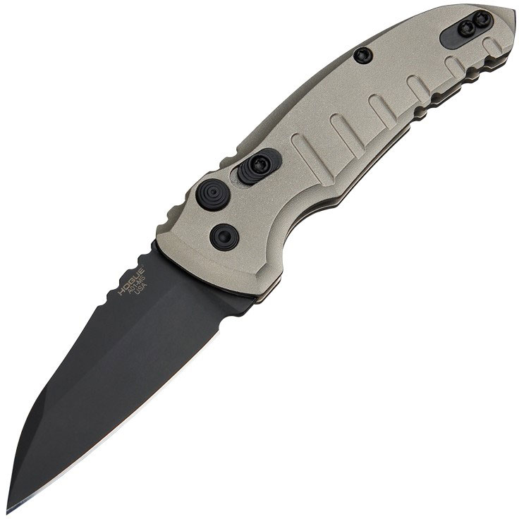 Hogue A01-MicroSwitch Automatic Folding Knife w/Wharncliffe Blade, FDE (24107)