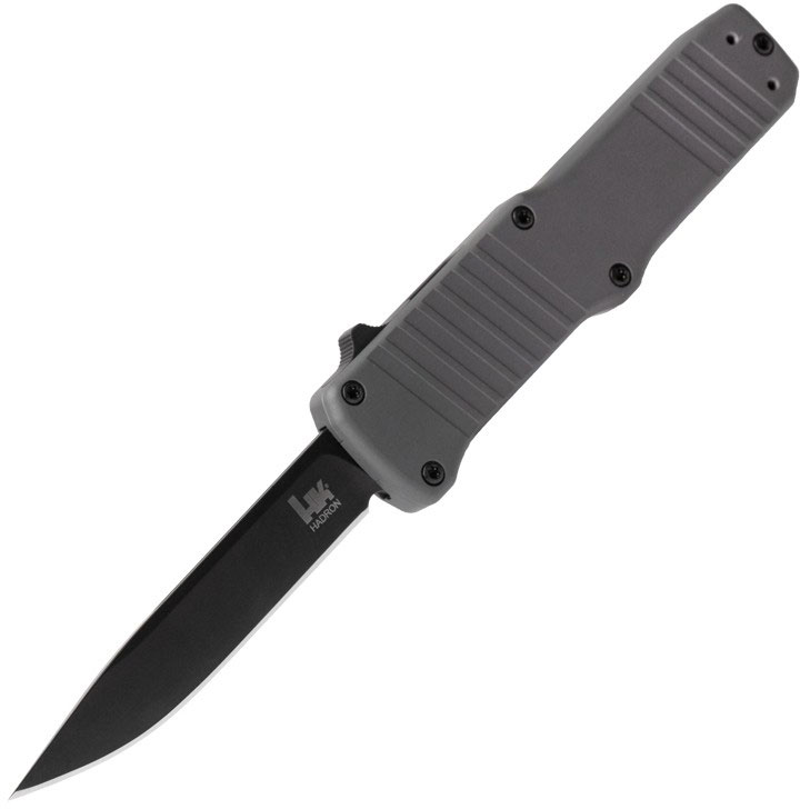 Hogue HK Hadron Out the Front Automatic Knife w/Clip Point Blad, Matte Gray (54012)