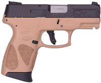 Taurus G2C Semi-Auto Pistol 1G2C93112T, 9mm, 3.2", Tan Polymer Grip/Frame, Black Finish, 12 Rds