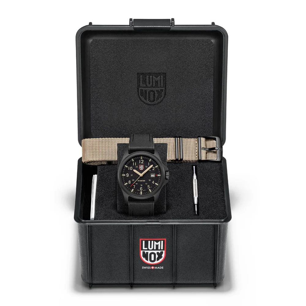 Luminox Atacama Field Watch XL.1970.SET, Black Dial, Tan Figures, 43mm, Black Rubber Strap/Sand Nato Strap