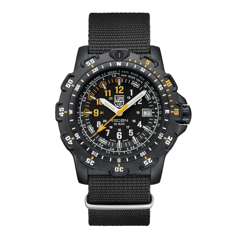 Luminox Recon Point Man 8820 Heritage Watch XL.8825.H.SET, Black Dial, White/Yellow Figures, 45mm, Black Nylon Strap