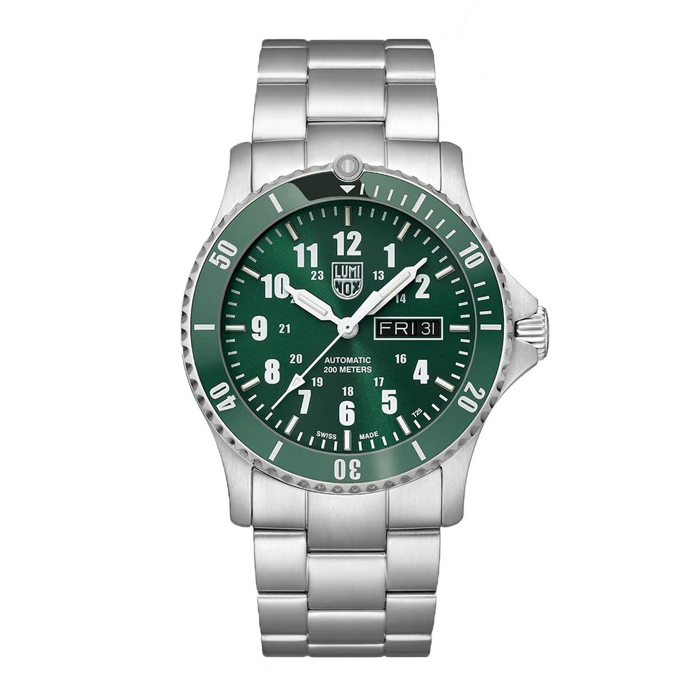 Luminox Automatic Sport Timer Dive Watch XS.0937, Green Dial, White Figures, 42mm, Stainless Bracelet