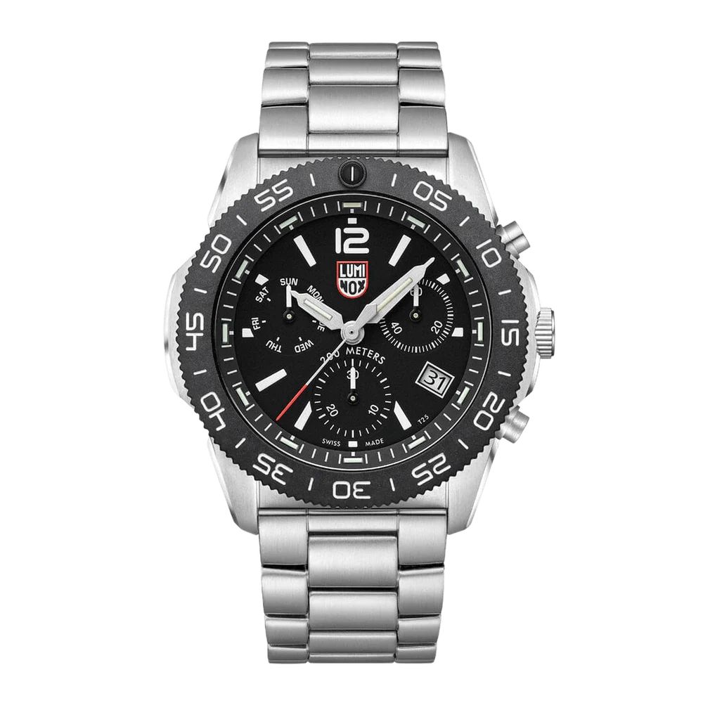 Luminox Pacific Diver Chronograph Watch XS.3142, Black Dial, White Figures, 44mm, Silver Bracelet