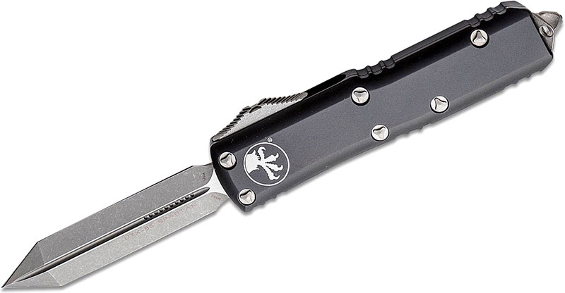 Microtech Spartan UTX-85 Auto OTF Knife, Apocalyptic Double Edge Tanto ...