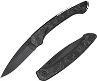 Ocaso Mini Seaton Folding Knife, Black Leaf Shape Blade, Carbon Fiber Handle (42CMB)