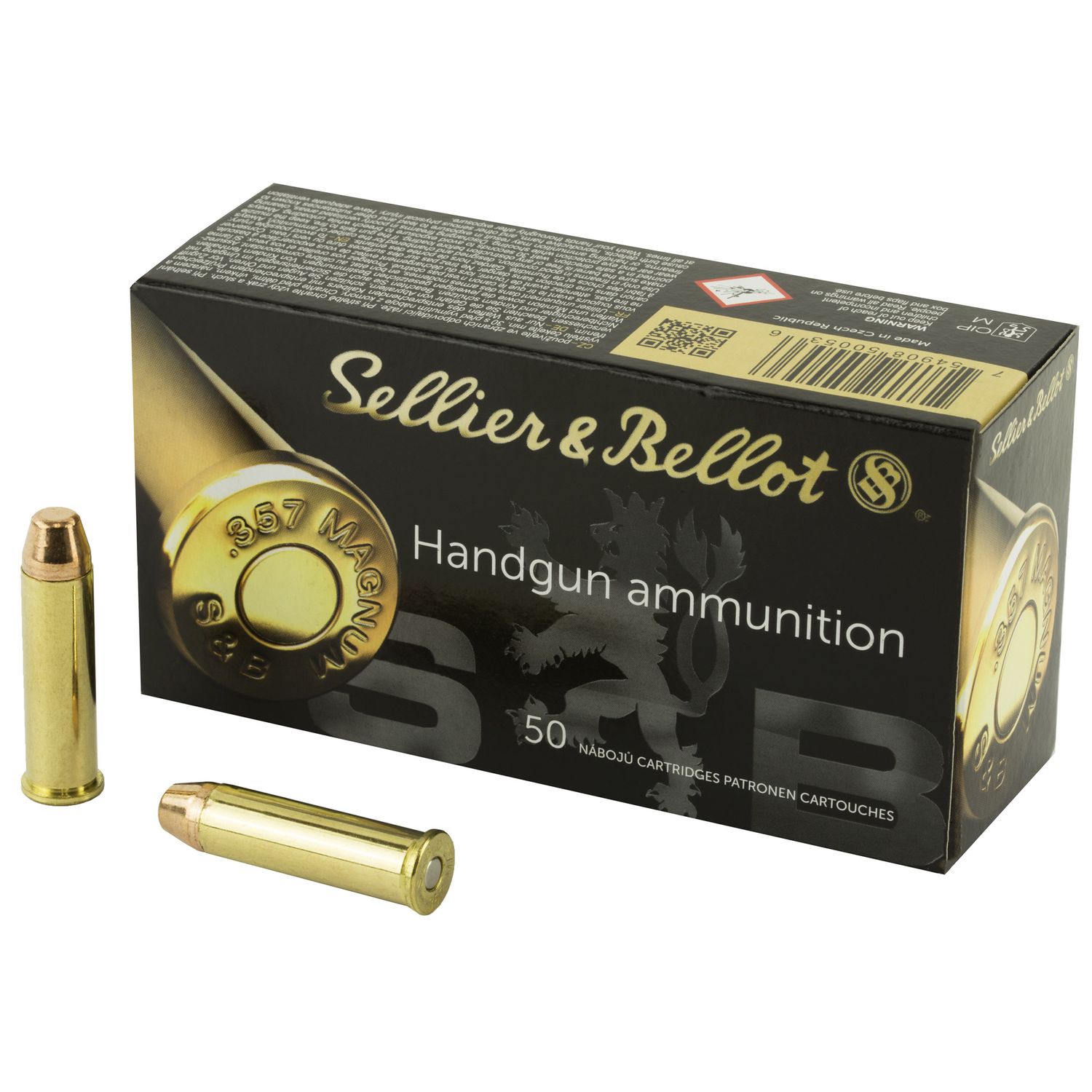 Sellier & Bellot Pistol Ammuntion SB357A, 357 Magnum, Full Metal Jacket (FMJ), 158 GR, 1400 fps, 50 Rd/bx