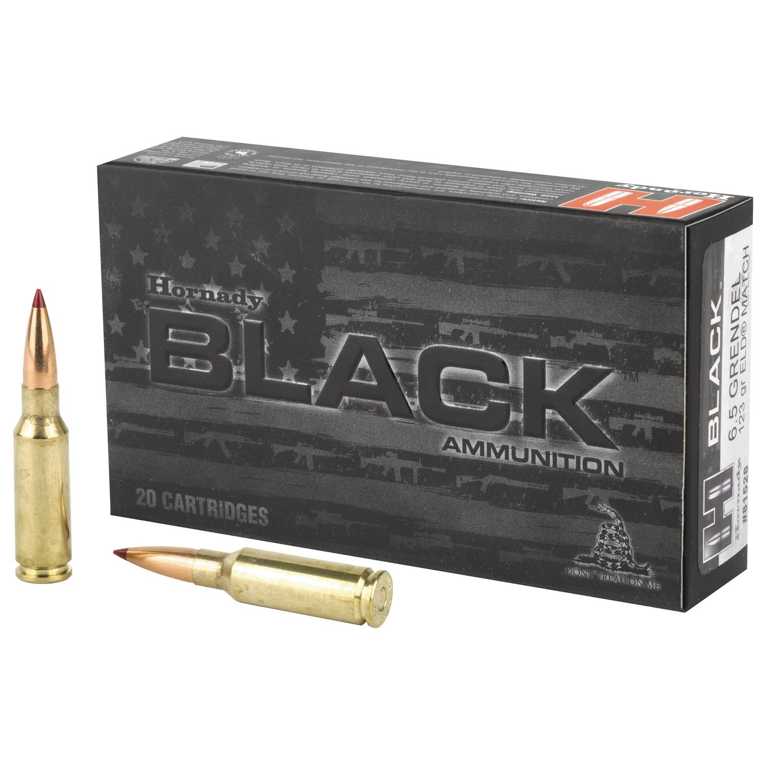 Hornady Black Rifle Ammunition 81528, 6.5 Grendel, ELD Match, 123 GR, 2580 fps, 20 Rd/bx