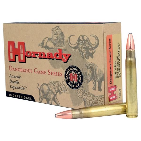 Hornady Dangerous Game Rifle Ammunition 8508, 375 Holland H&H Mag, Soft Point Heavy Magnum, 270 GR, 2870 fps, 20 Rd/bx