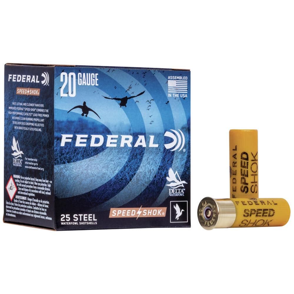 Federal Premium Speed Shok Waterfowl Shotshells WF2087, 20 Gauge, 2-3/4", 3/4 oz, 1425 fps, #7 Steel Shot, 25 Rds/Bx