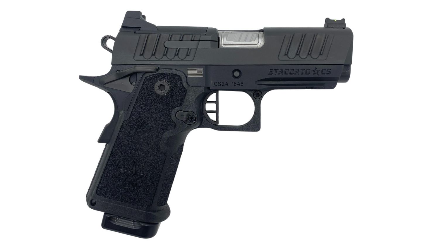 Staccato CS 2011 Pistol 14-1601-000012, 9mm, 3.5", 2011 Double Stack Grips, DLC Black Finish, Stainless Barrel, Flat Trigger, 16 Rds