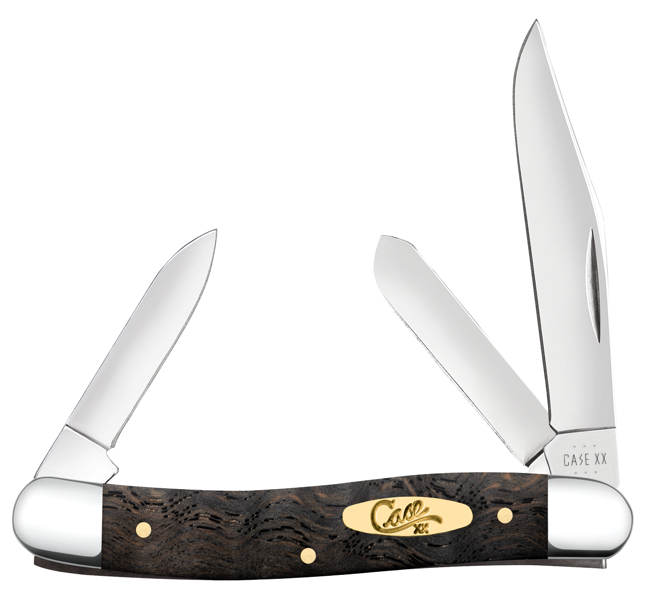 Case Black Curly Oak Wood Smooth Medium Stockman Pocket Knife (14001)