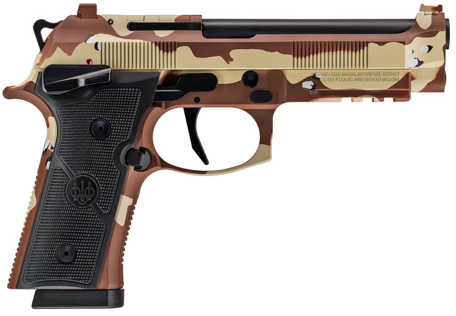 Beretta 92Xi SAO Tactical Semi-Auto Pistol SPEC0730A18, 9mm Luger, 4.7", Black Polymer Grips, Chocolate Chip Camo, 18 Rds