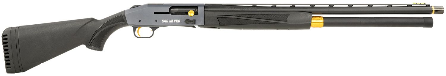 Mossberg 940 JM Pro Shotgun 85165, 12 Gauge, 24", 3" Chmbr, Black Synthetic, Gold Controls, 9+1