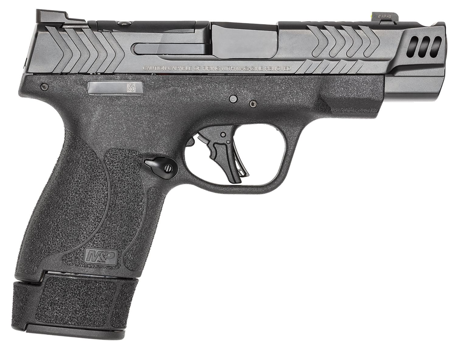 Smith & Wesson M&P9 Shield Plus Performance Center Carry Comp Pistol 13990, 9mm, 4", Black Grips, Black Finish, 15 Rds, Optic Ready