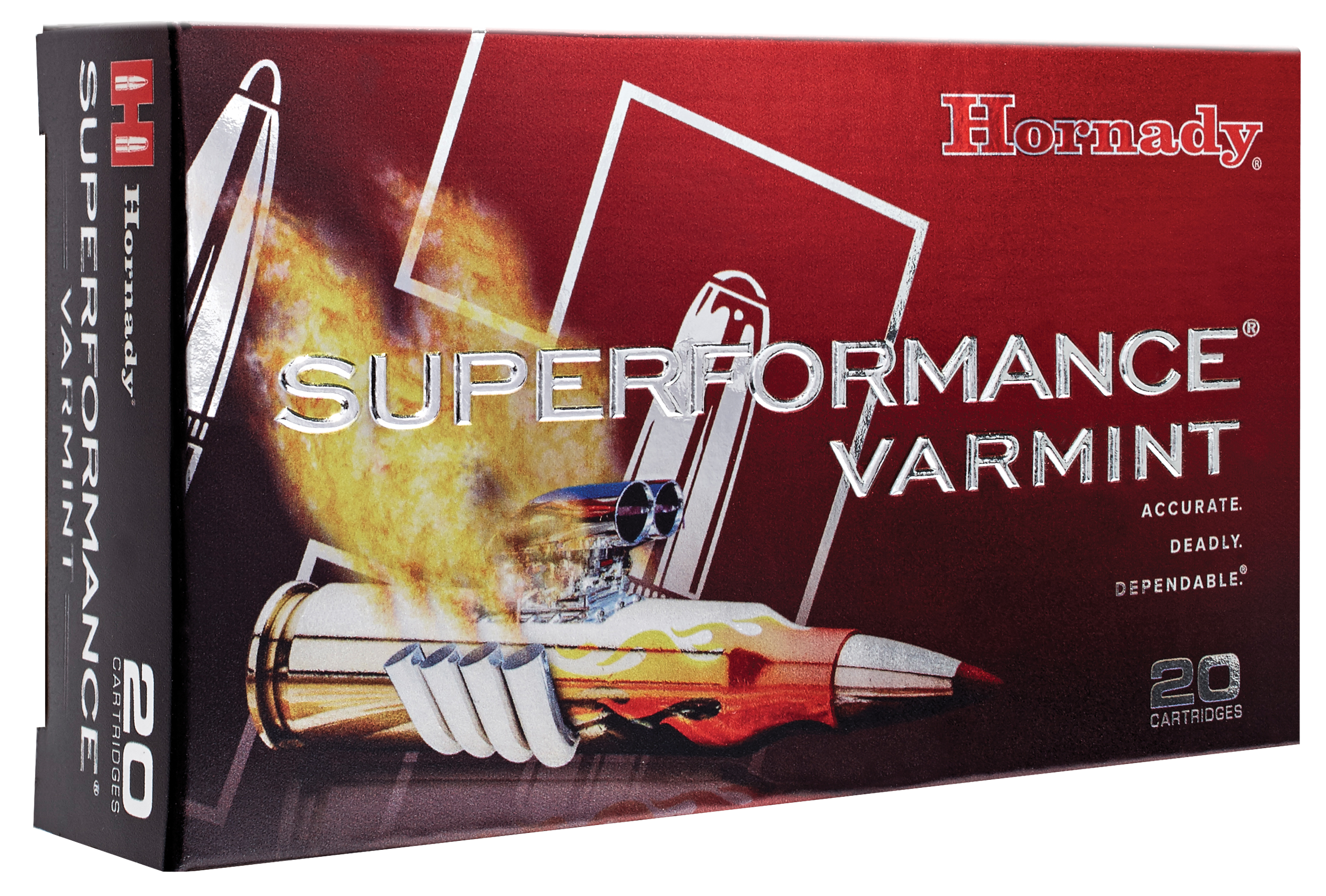 Hornady Superformance Varmint Rifle Ammunition 8025, 223 Remington, V-Max, 53 GR, 3465 fps, 20 Rd/bx