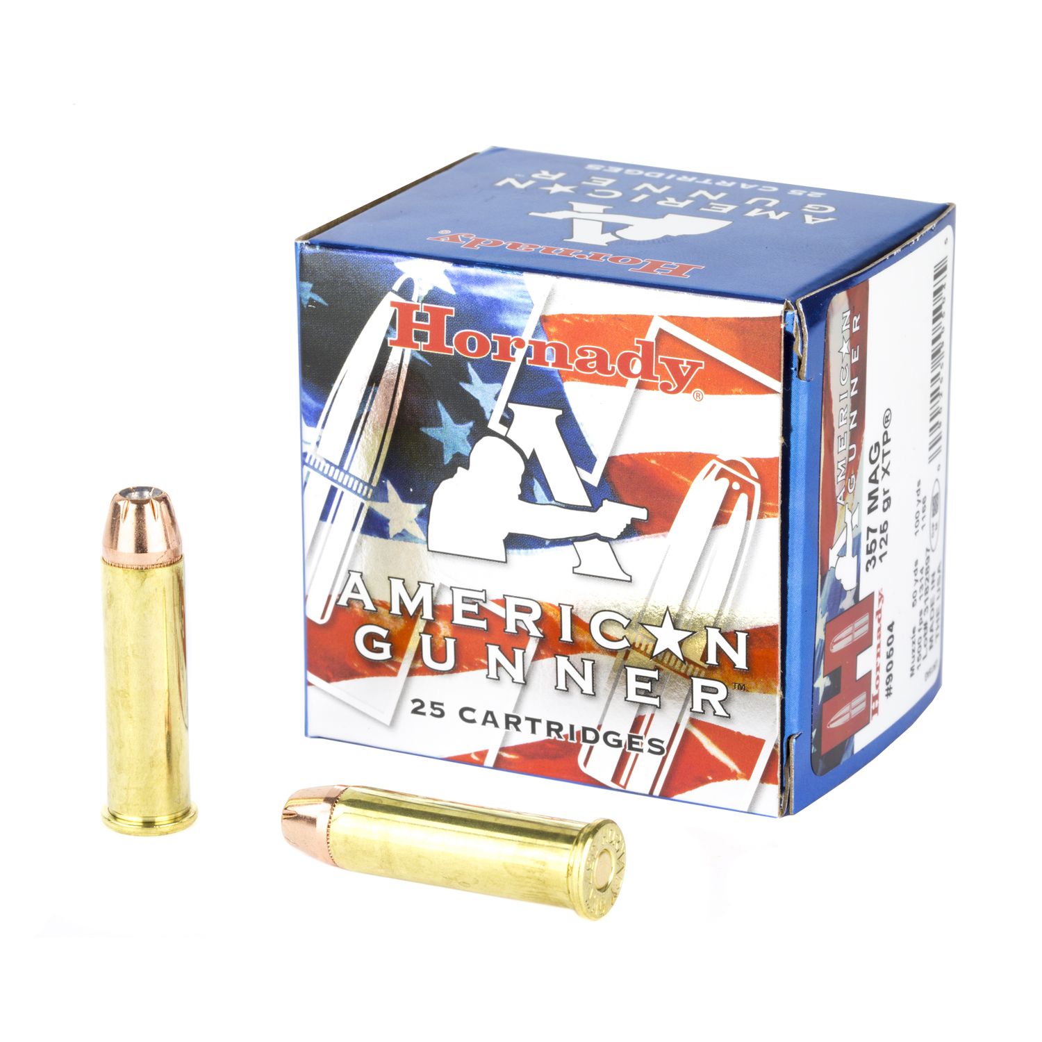 Hornady American Gunner Pistol Ammunition 90504, 357 Magnum, XTP, 125 GR, 1500 fps, 25 Rd/bx