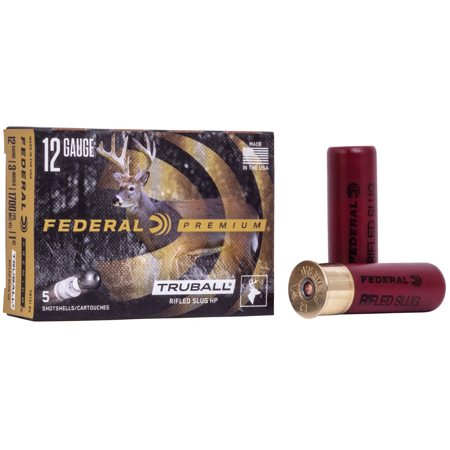 Federal Vital-Shok Trueball PB131RS, 12 Gauge, 3", 1 oz, 1700 fps, Rifled Slug, 5 Rd/bx