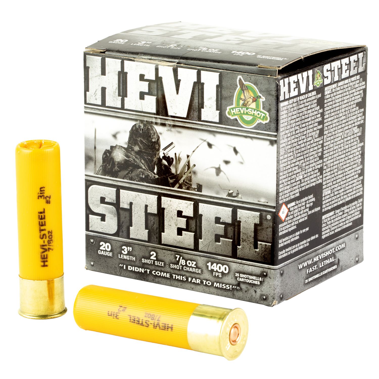 Hevishot Hevi-Steel Shotshells 62002, 20 Gauge, 3", 7/8 oz, #2 Steel Shot, 25 Rds/Bx