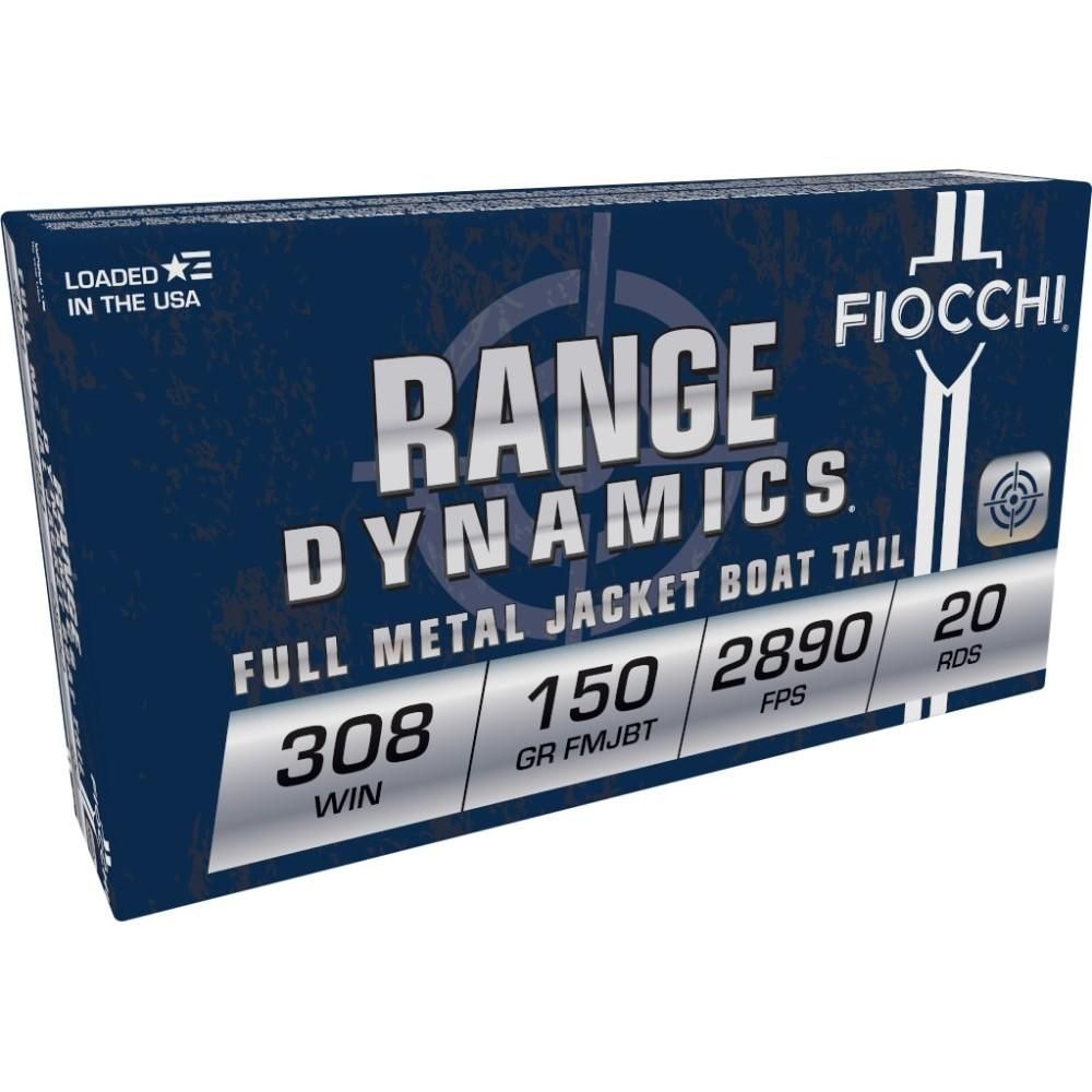 Fiocchi Shooting Dynamics Rifle Ammunition 308A, 308 Winchester, Full Metal Jacket Boat-Tail, 150 GR, 2890 fps, 20 Rd/bx