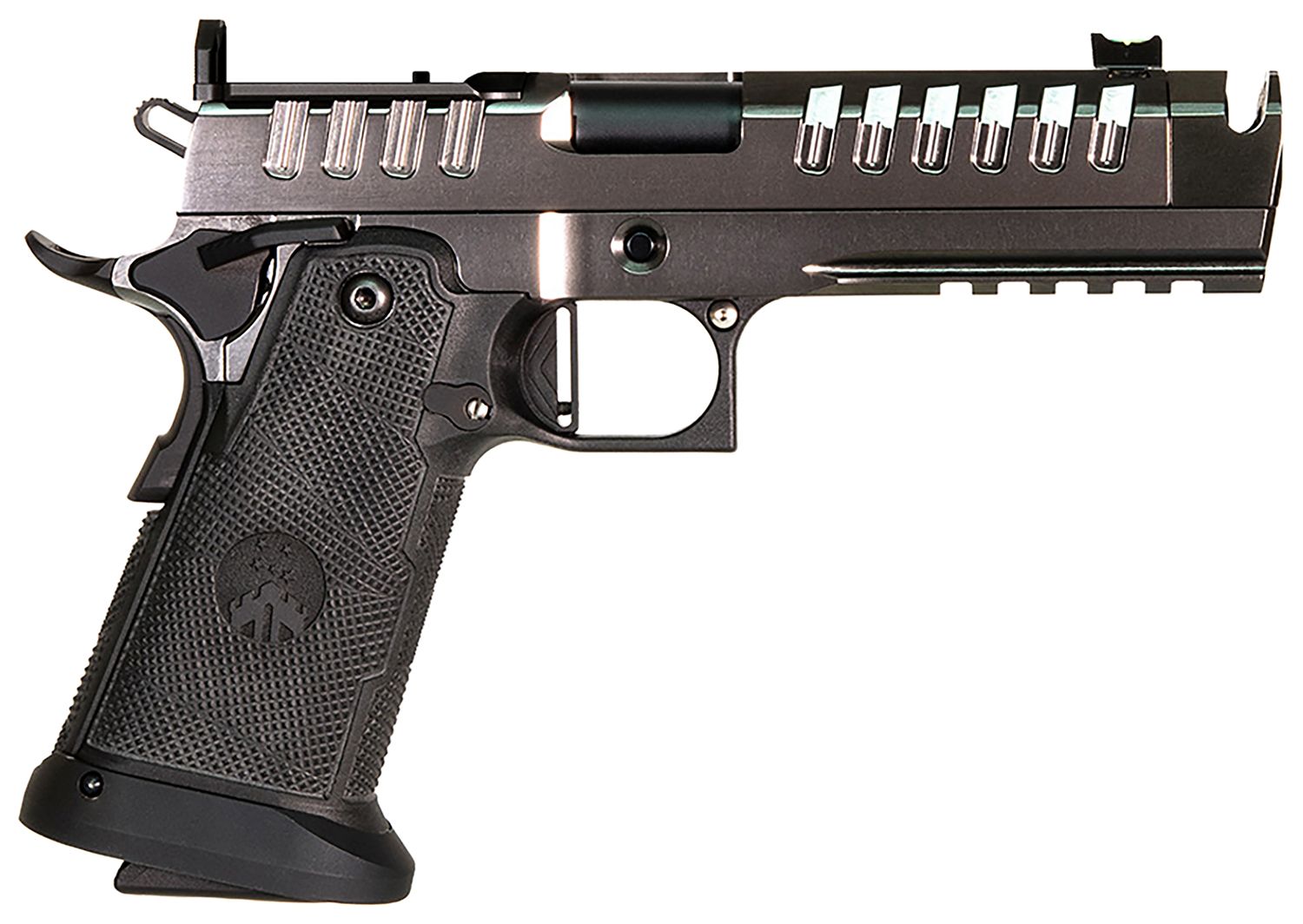 Watchtower Firearms Apache DS 1911 Pistol, APACHE9MM46BLK, 4.6" Compensated, Graphite PVD Stainless Finish, Optic Ready, 17/20+1