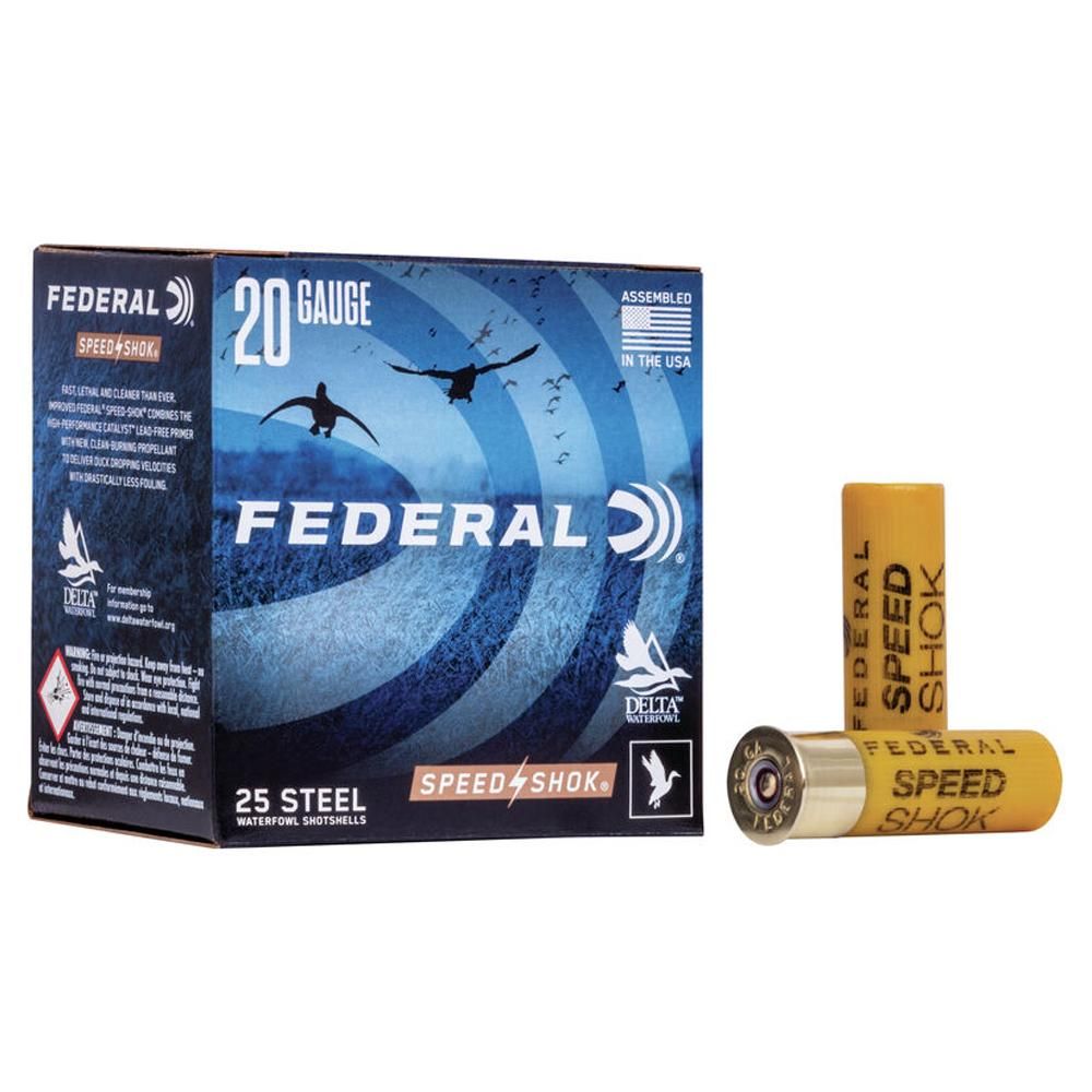 Federal Speed-Shok Waterfowl Shotshells WF2084, 20 Gauge, 2.75 in, 3/4 oz, 1425 fps, #4 Steel Shot, 25 Rds/Bx