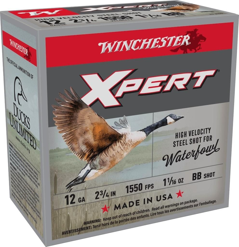 Winchester Xpert High Velocity Steel Shotshells WEX12BB, 12 Gauge, 2-3/4", 1-1/16 oz, 1550 fps, #BB Steel Shotshells Shot, 25 Rds/Bx