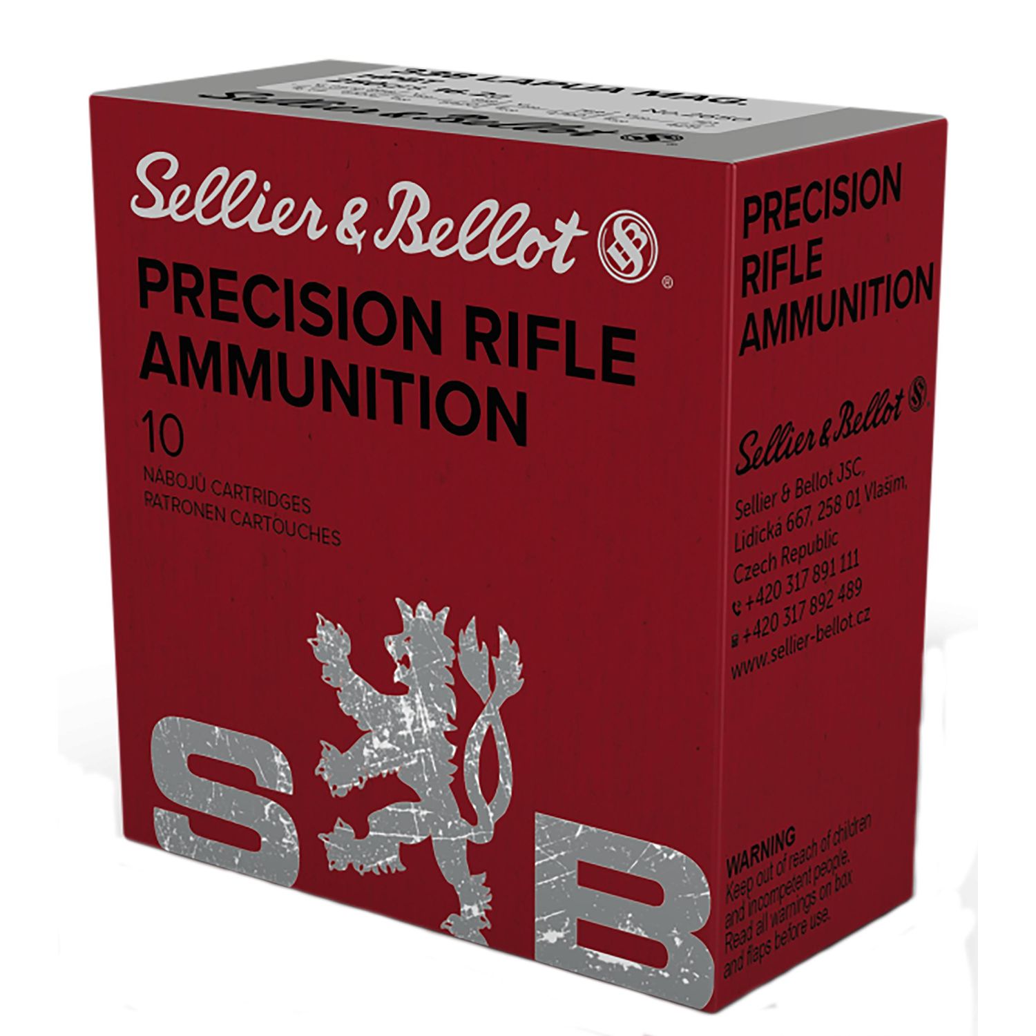 Sellier & Bellot Match Rifle Ammunition SB338LMA, 338 Lapua Magnum, Boat Tail Hollow Point (HP), 250 GR, 10 Rd/Bx